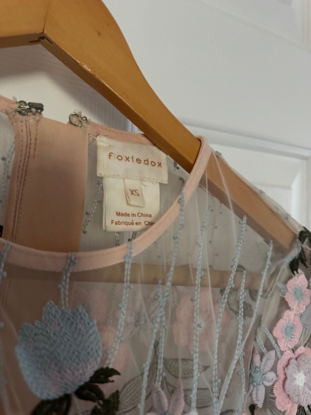 Anthropologie Pastel Pink & Cream Floral Embroidered Dress - Picture 7 of 7